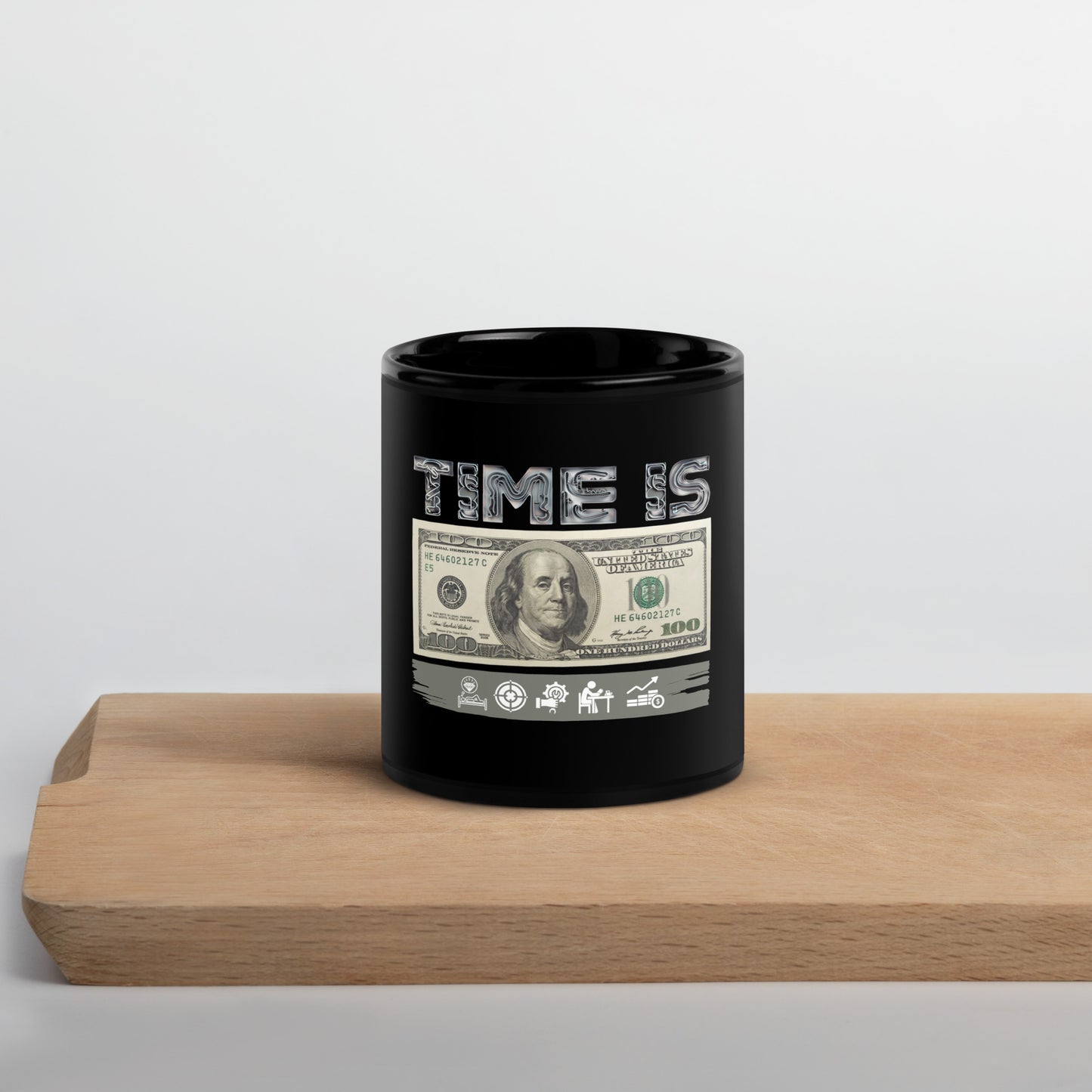 Black Glossy Mug (Time is)