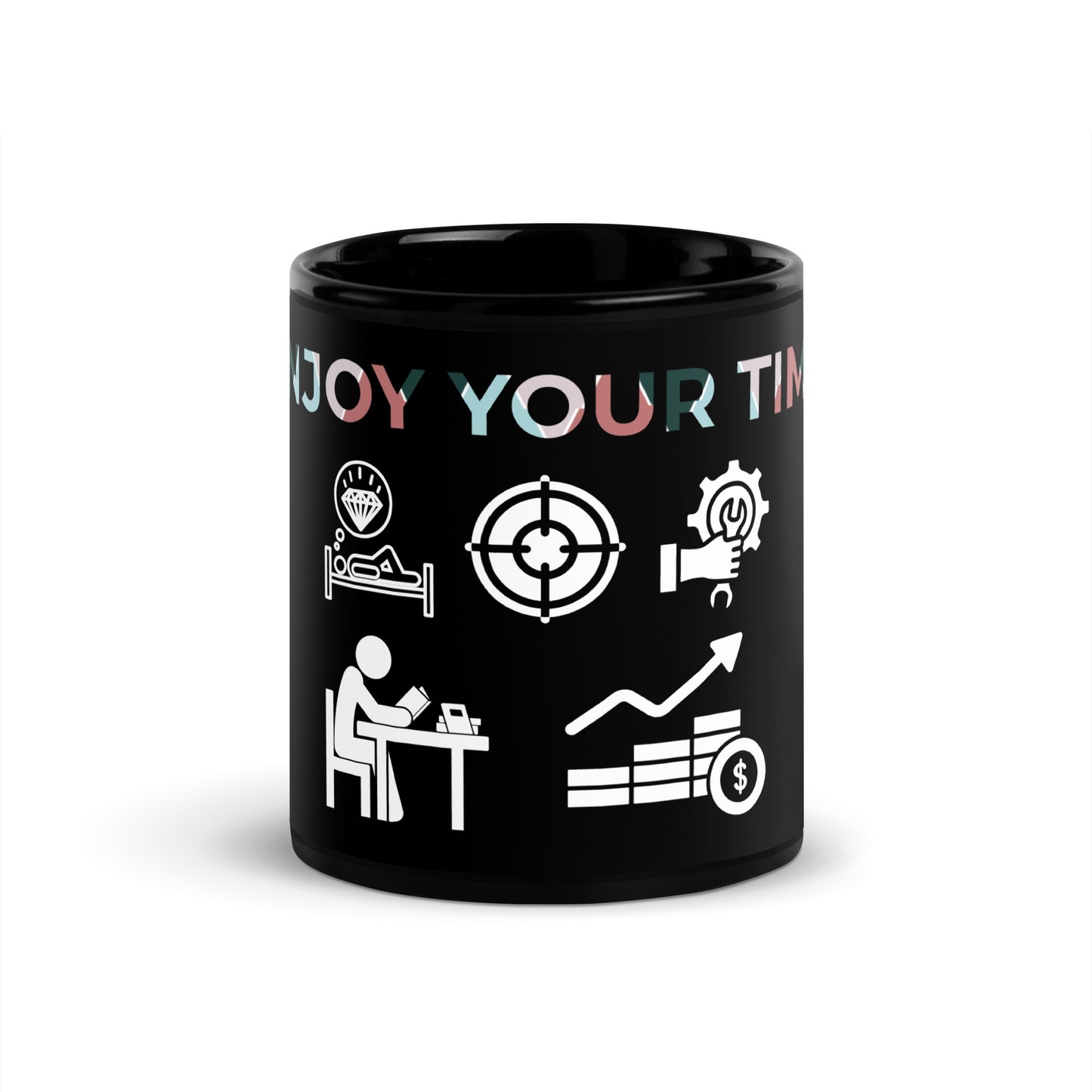 Black Glossy Mug (Enjoy your Time)