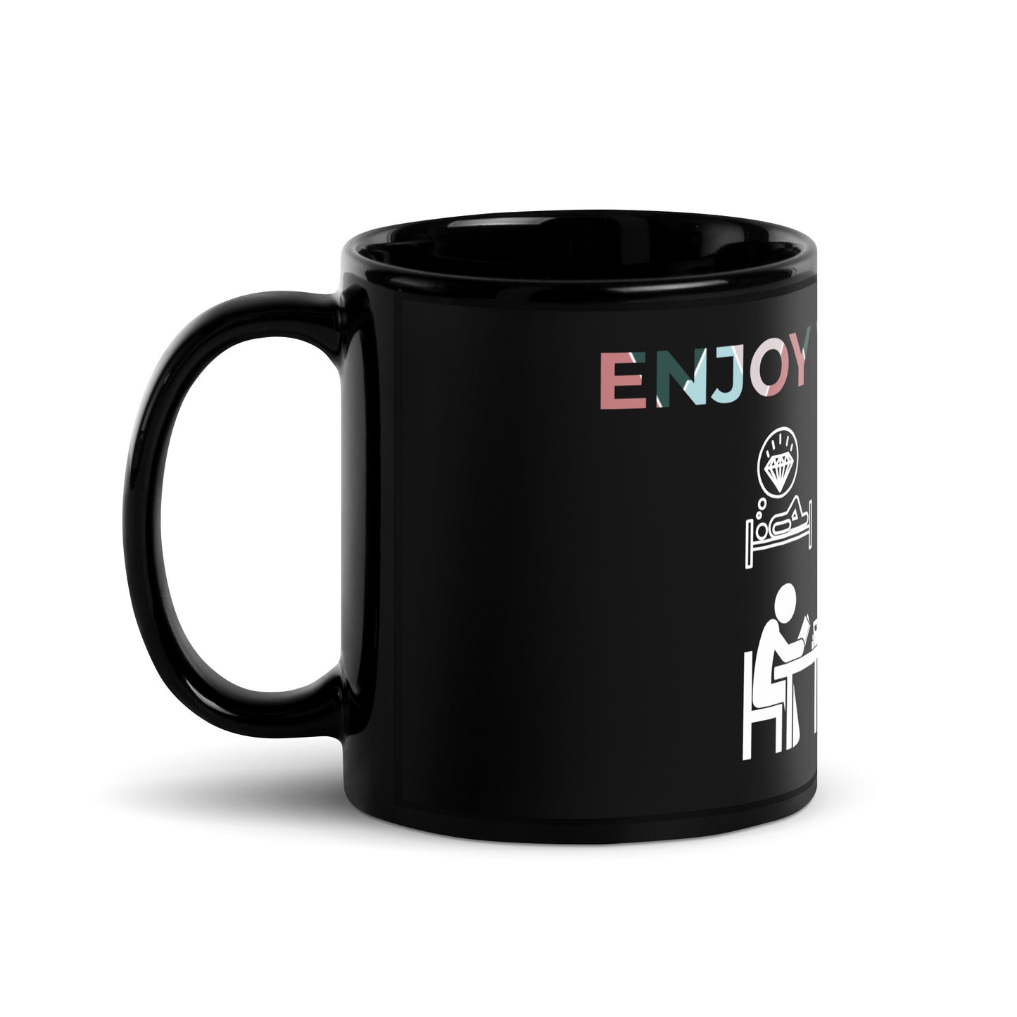 Black Glossy Mug (Enjoy your Time)