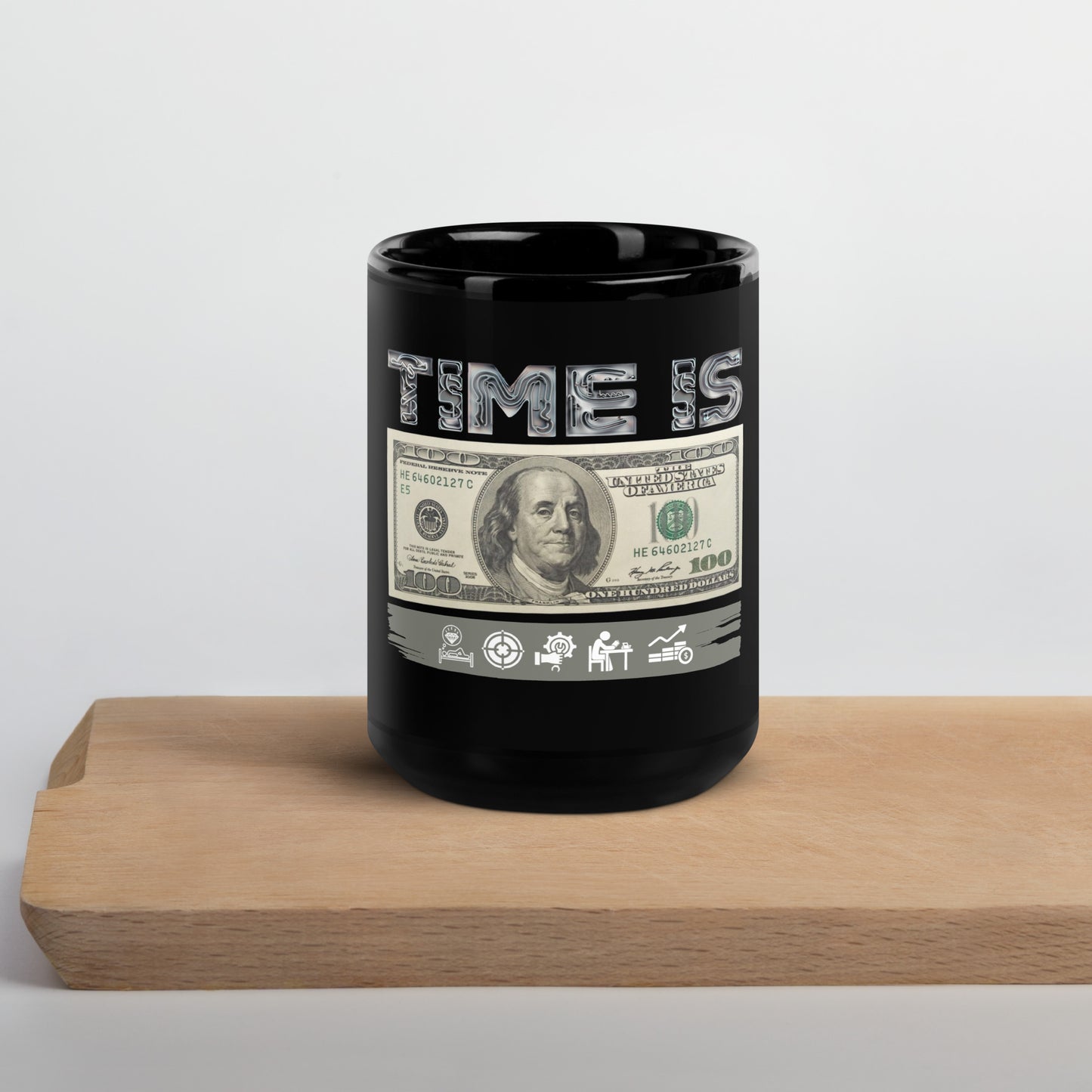 Black Glossy Mug (Time is)