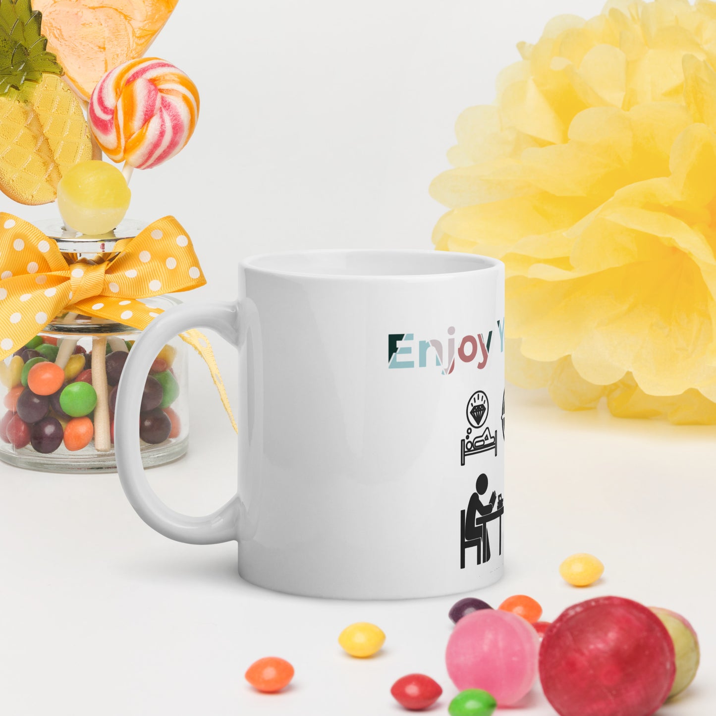 White glossy mug (Enjoy your Time)