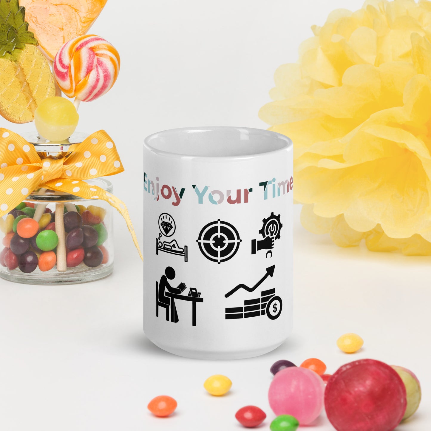 White glossy mug (Enjoy your Time)