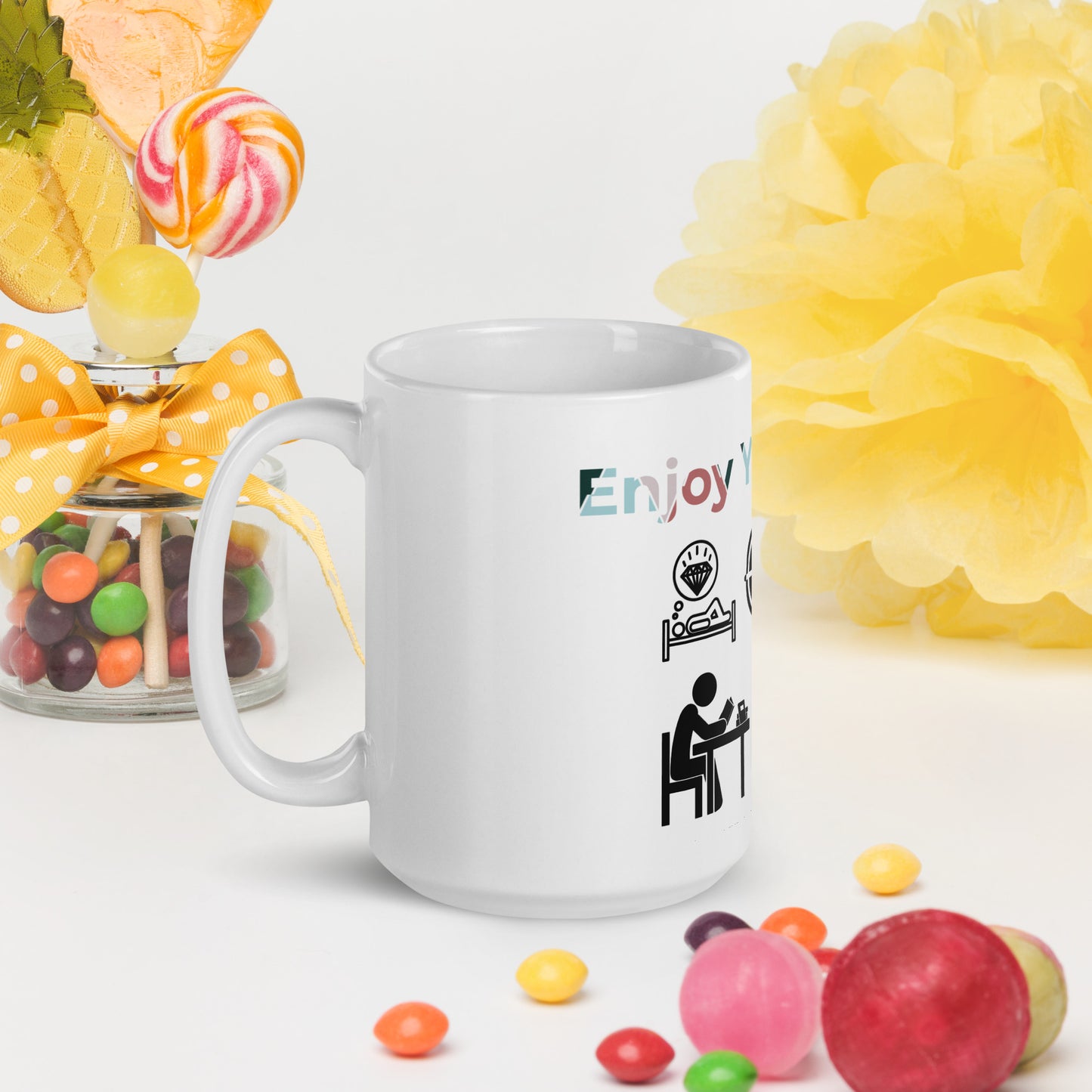 White glossy mug (Enjoy your Time)