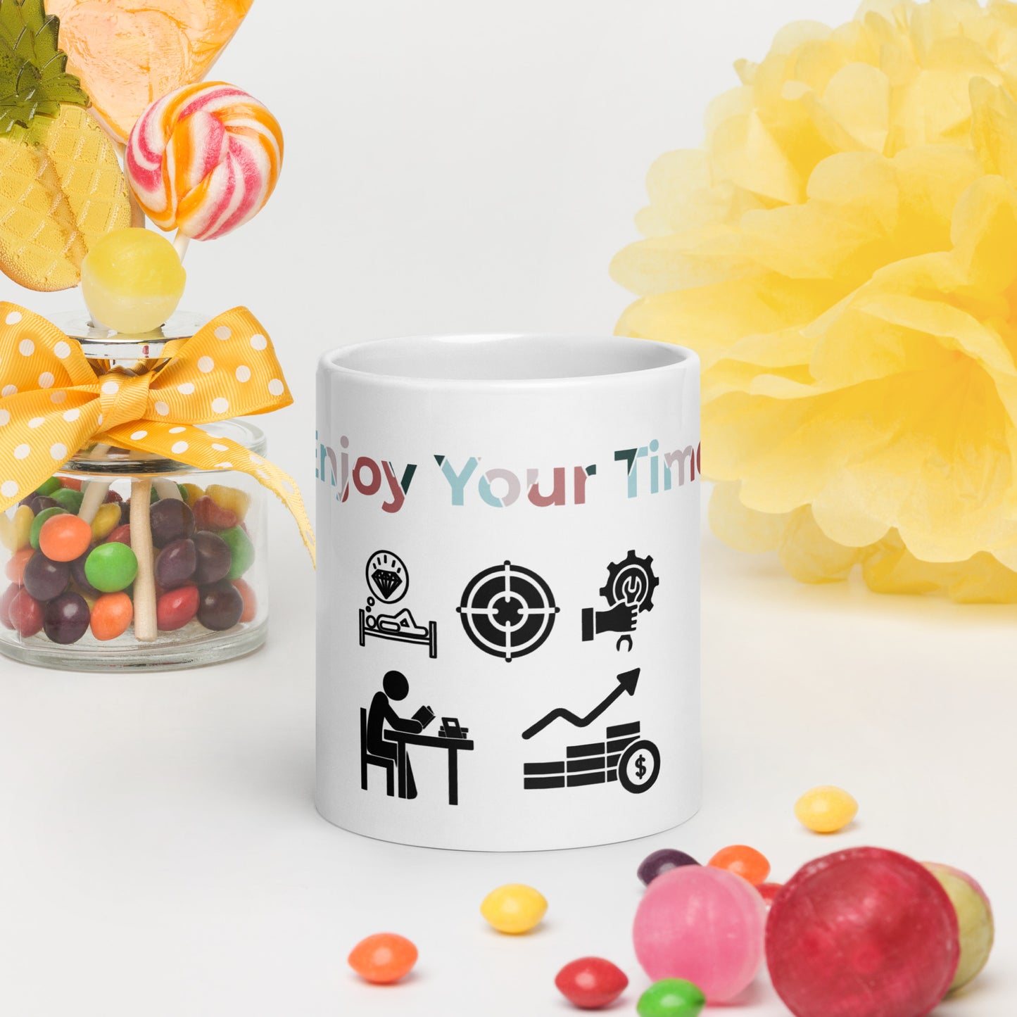 White glossy mug (Enjoy your Time)