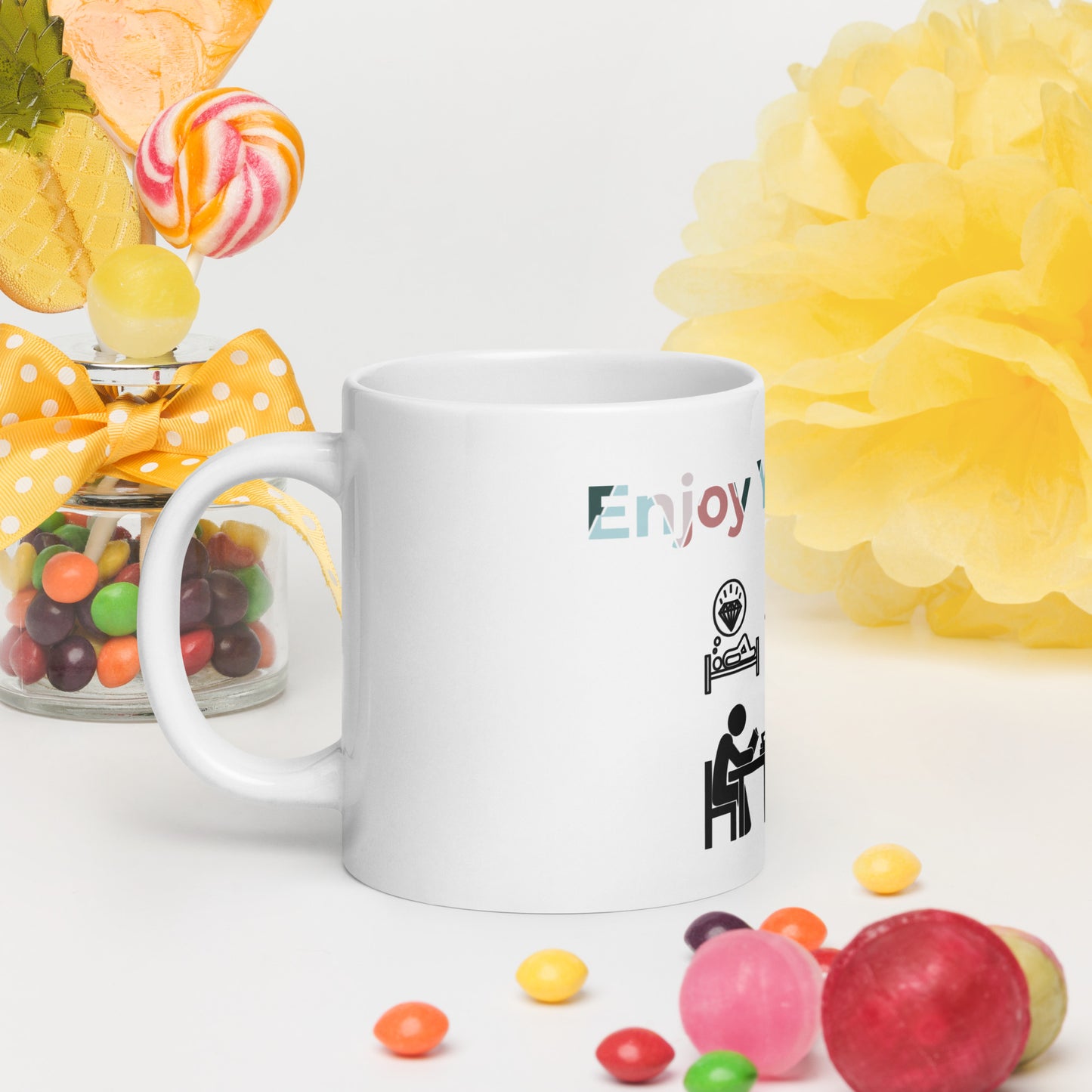 White glossy mug (Enjoy your Time)